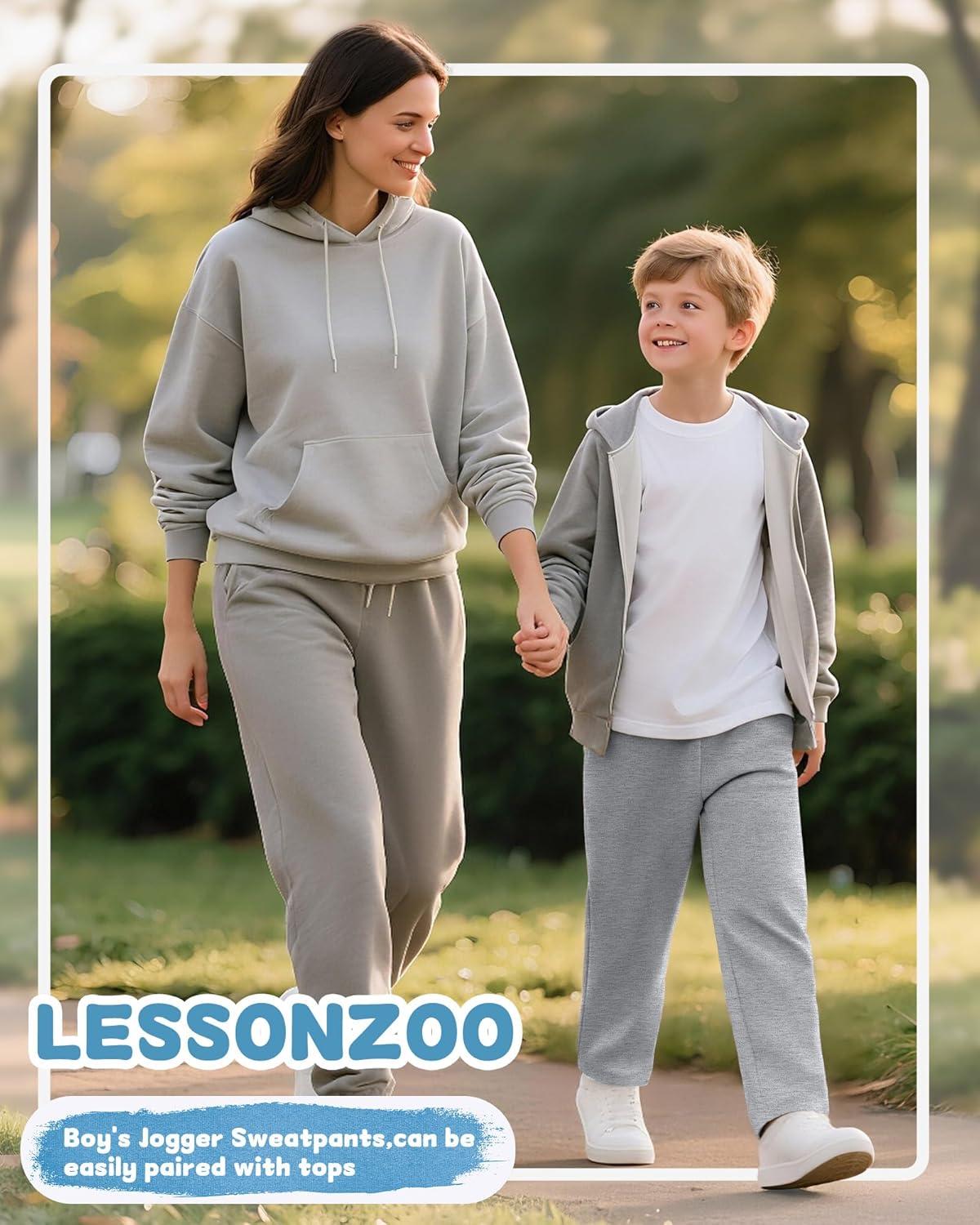 image3 Pack Boys Sweatpants Straight Leg Athletic Open Bottom Joggers Workout Elastic Drawstring Kid Pants with PocketsBlack Dark Gray Light Gray