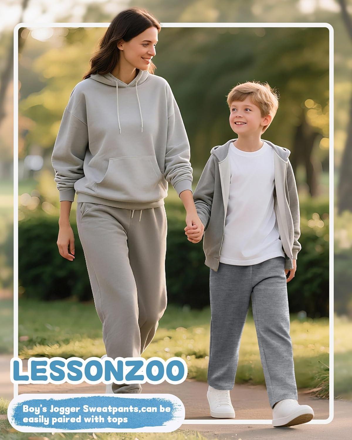 image3 Pack Boys Sweatpants Straight Leg Athletic Open Bottom Joggers Workout Elastic Drawstring Kid Pants with PocketsBlack Navy Blue Gray